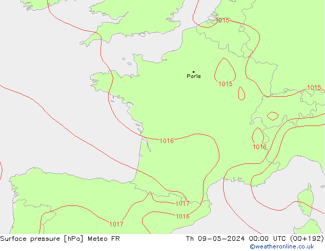 Bodendruck Meteo FR Do 09.05.2024 00 UTC