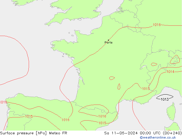 Bodendruck Meteo FR Sa 11.05.2024 00 UTC