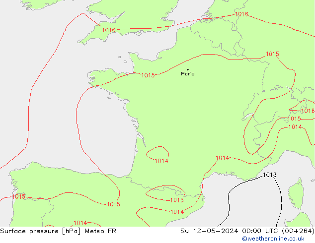 Pressione al suolo Meteo FR dom 12.05.2024 00 UTC