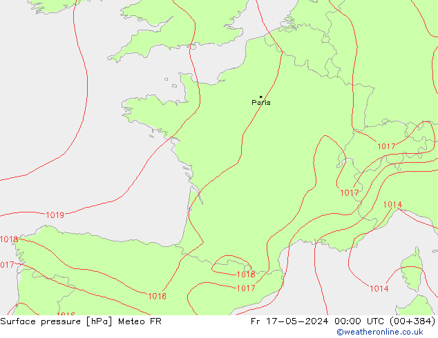 pressão do solo Meteo FR Sex 17.05.2024 00 UTC
