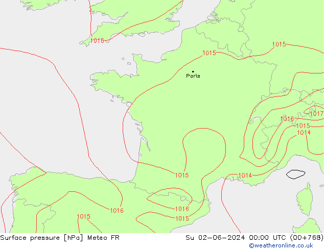 Luchtdruk (Grond) Meteo FR zo 02.06.2024 00 UTC