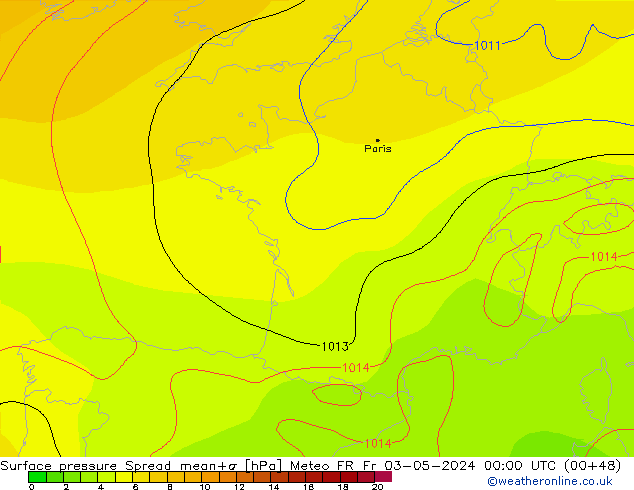 Surface pressure Spread Meteo FR Fr 03.05.2024 00 UTC