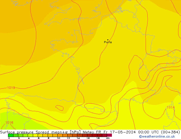 Surface pressure Spread Meteo FR Fr 17.05.2024 00 UTC