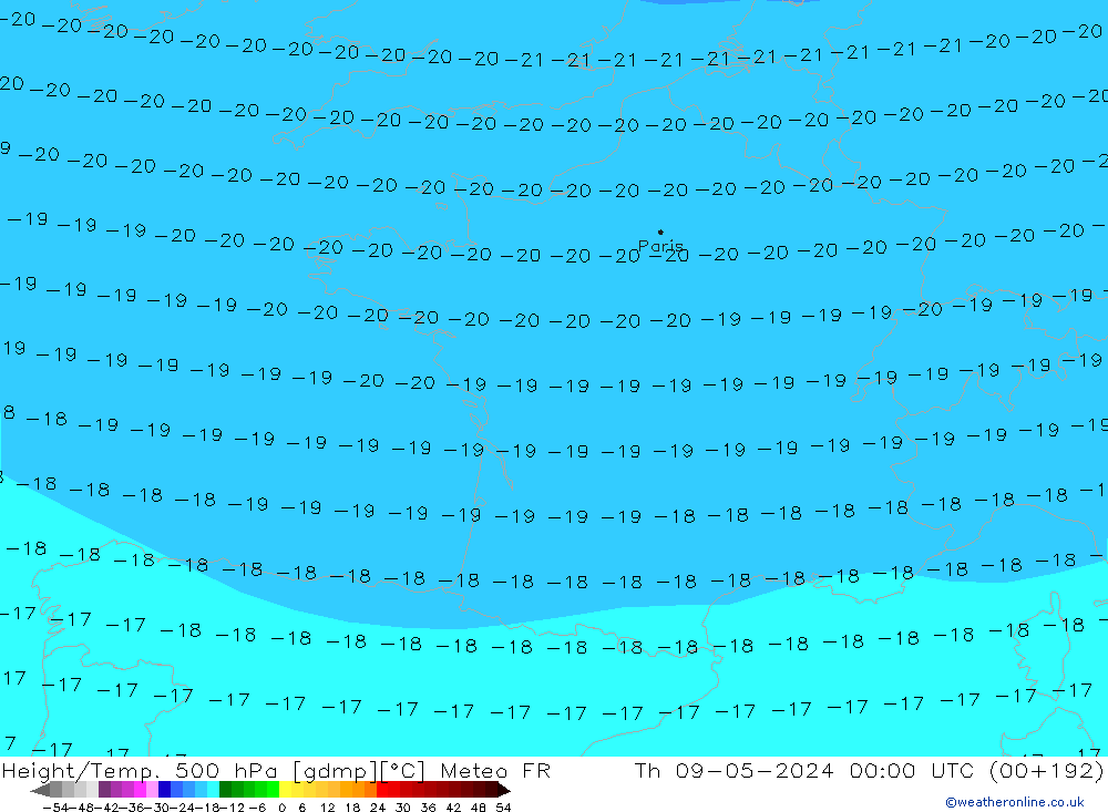 Height/Temp. 500 hPa Meteo FR Do 09.05.2024 00 UTC
