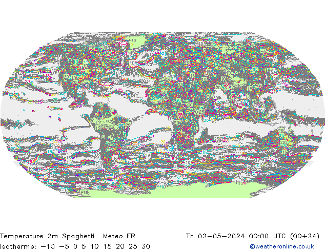 mapa temperatury 2m Spaghetti Meteo FR czw. 02.05.2024 00 UTC