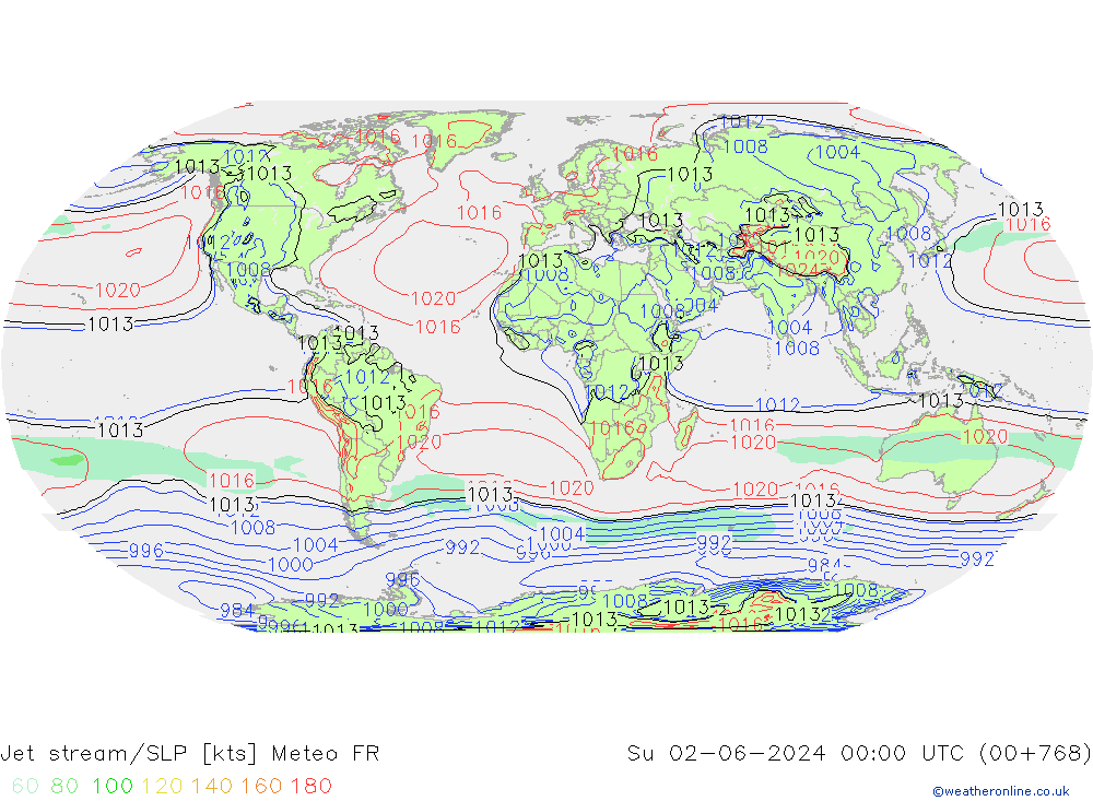 Jet stream Meteo FR Dom 02.06.2024 00 UTC