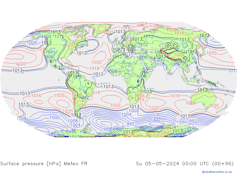 Atmosférický tlak Meteo FR Ne 05.05.2024 00 UTC