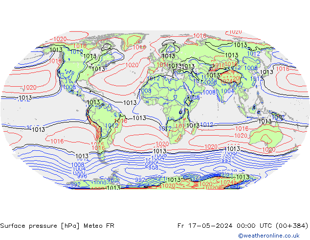 Atmosférický tlak Meteo FR Pá 17.05.2024 00 UTC