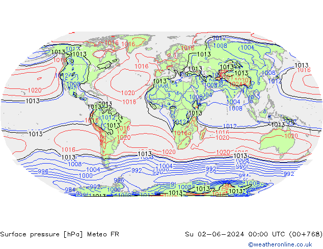 Pressione al suolo Meteo FR dom 02.06.2024 00 UTC