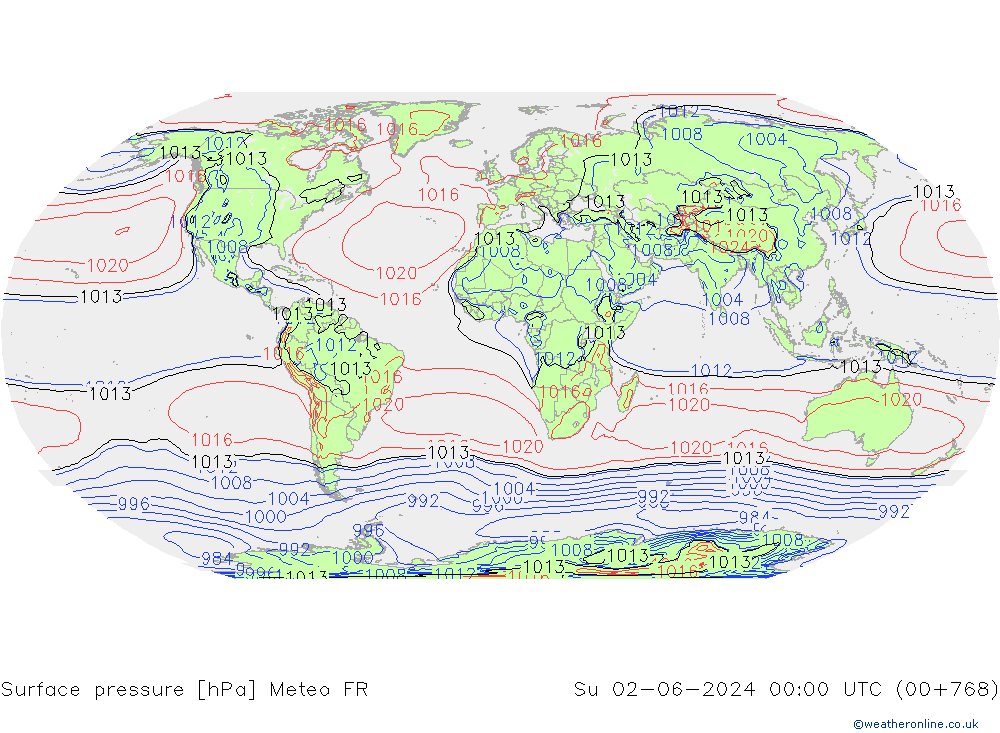 Yer basıncı Meteo FR Paz 02.06.2024 00 UTC