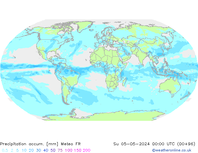 Precipitation accum. Meteo FR  05.05.2024 00 UTC