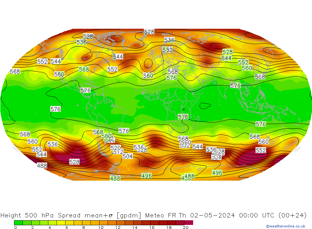 Height 500 hPa Spread Meteo FR Čt 02.05.2024 00 UTC