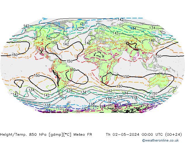 Height/Temp. 850 hPa Meteo FR  02.05.2024 00 UTC