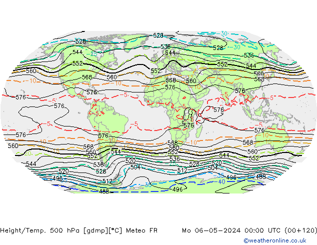 Height/Temp. 500 гПа Meteo FR пн 06.05.2024 00 UTC