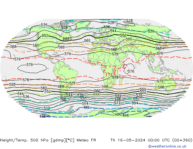 Height/Temp. 500 hPa Meteo FR Th 16.05.2024 00 UTC