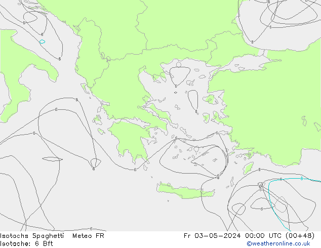 Isotaca Spaghetti Meteo FR vie 03.05.2024 00 UTC