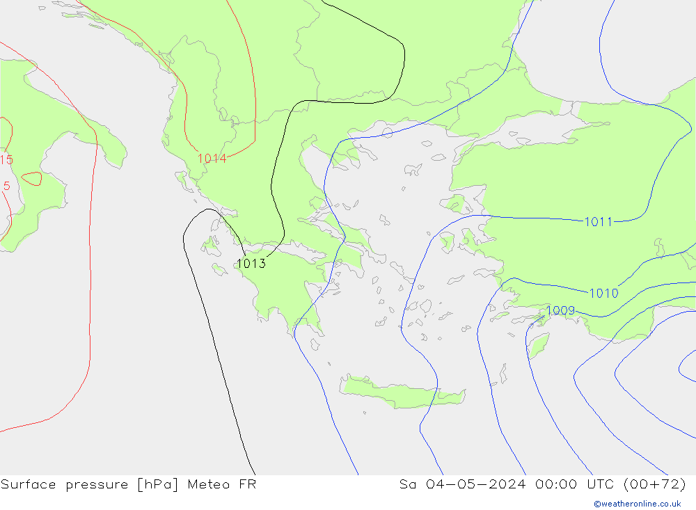 Pressione al suolo Meteo FR sab 04.05.2024 00 UTC