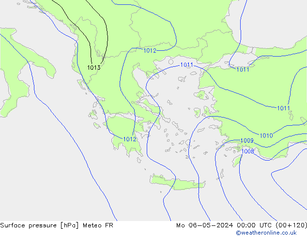 Atmosférický tlak Meteo FR Po 06.05.2024 00 UTC