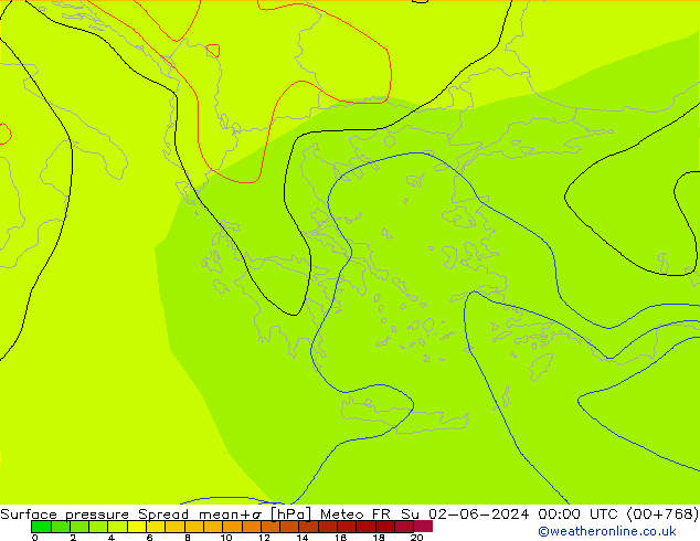 приземное давление Spread Meteo FR Вс 02.06.2024 00 UTC