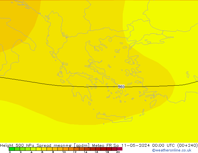Geop. 500 hPa Spread Meteo FR sáb 11.05.2024 00 UTC