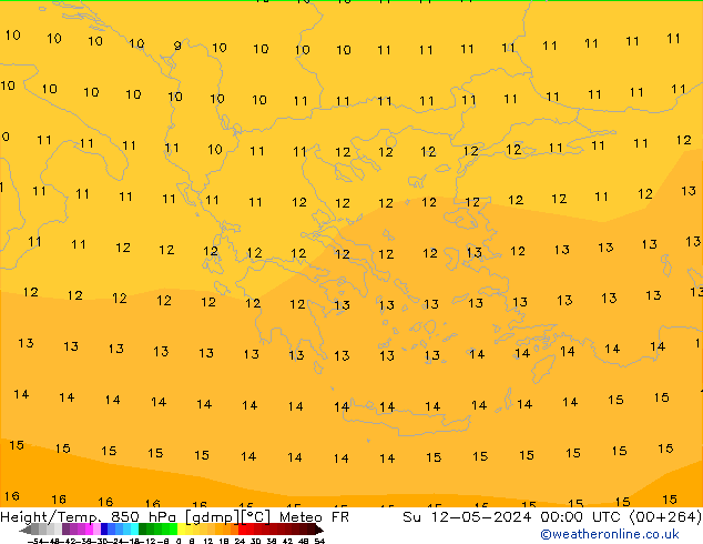 Yükseklik/Sıc. 850 hPa Meteo FR Paz 12.05.2024 00 UTC