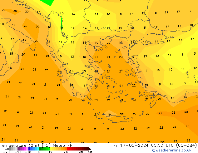 Temperature (2m) Meteo FR Fr 17.05.2024 00 UTC