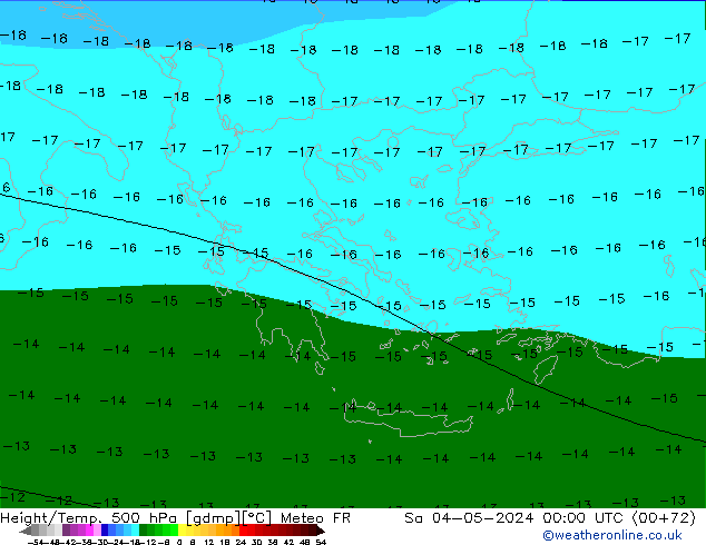 Height/Temp. 500 hPa Meteo FR so. 04.05.2024 00 UTC