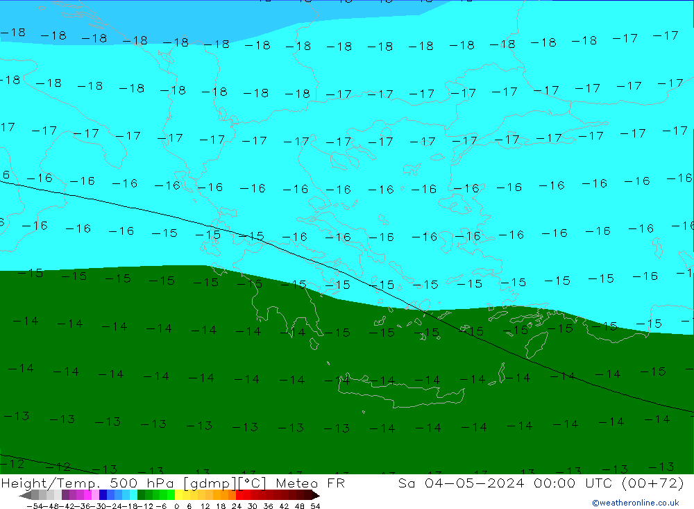 Height/Temp. 500 hPa Meteo FR Sa 04.05.2024 00 UTC