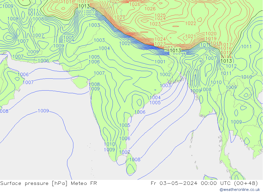 Atmosférický tlak Meteo FR Pá 03.05.2024 00 UTC
