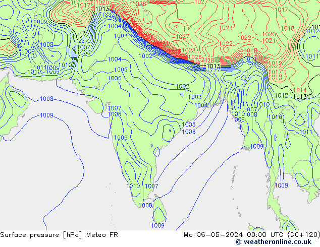 Atmosférický tlak Meteo FR Po 06.05.2024 00 UTC
