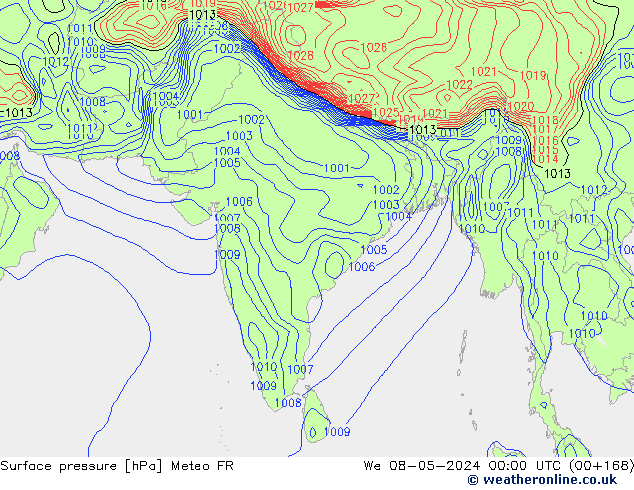 pression de l'air Meteo FR mer 08.05.2024 00 UTC