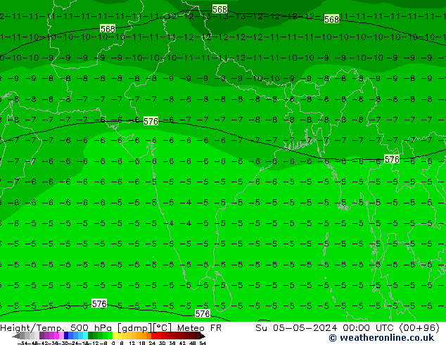 Height/Temp. 500 hPa Meteo FR So 05.05.2024 00 UTC