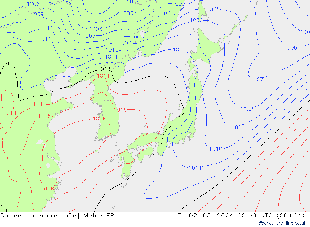 Surface pressure Meteo FR Th 02.05.2024 00 UTC