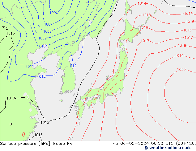 Surface pressure Meteo FR Mo 06.05.2024 00 UTC