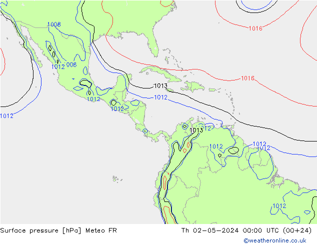 Pressione al suolo Meteo FR gio 02.05.2024 00 UTC