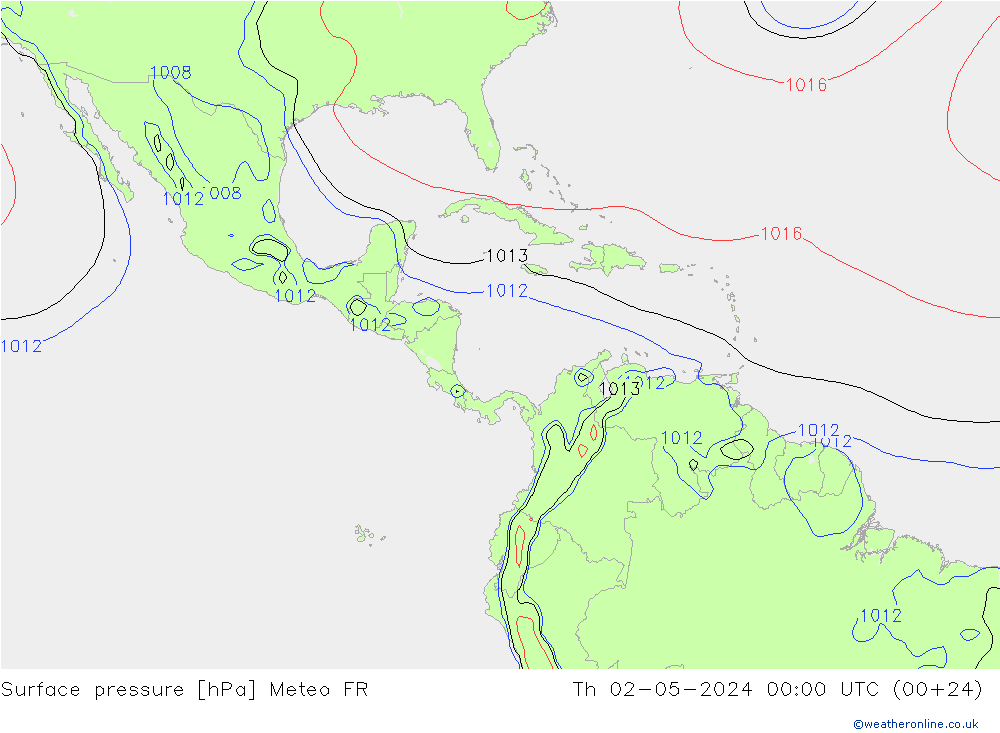 Surface pressure Meteo FR Th 02.05.2024 00 UTC
