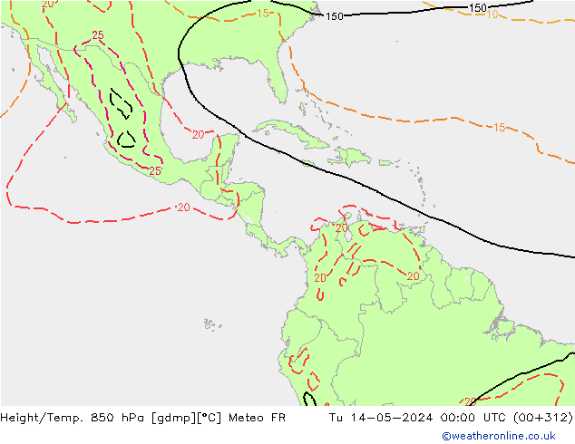 Yükseklik/Sıc. 850 hPa Meteo FR Sa 14.05.2024 00 UTC