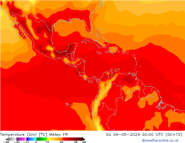 mapa temperatury (2m) Meteo FR so. 04.05.2024 00 UTC