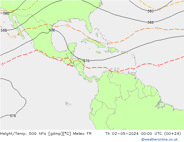 Yükseklik/Sıc. 500 hPa Meteo FR Per 02.05.2024 00 UTC