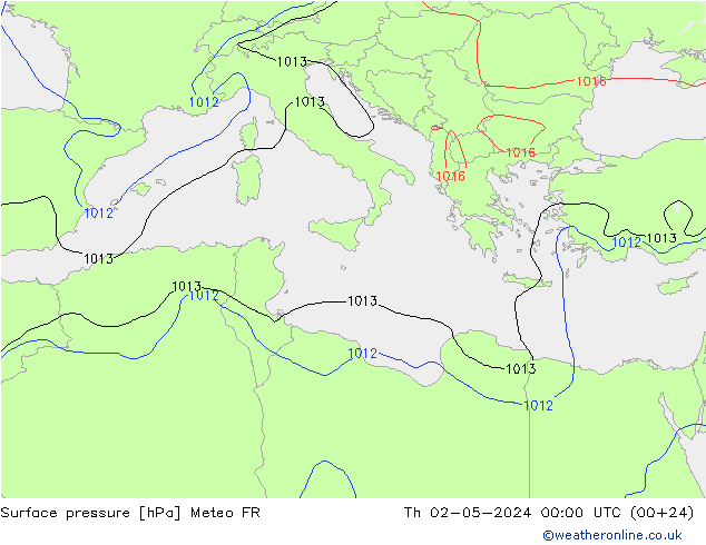 ciśnienie Meteo FR czw. 02.05.2024 00 UTC