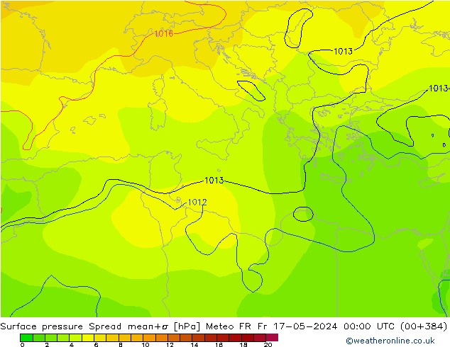 Presión superficial Spread Meteo FR vie 17.05.2024 00 UTC