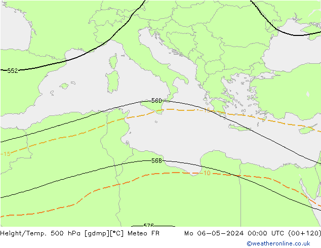 Hoogte/Temp. 500 hPa Meteo FR ma 06.05.2024 00 UTC