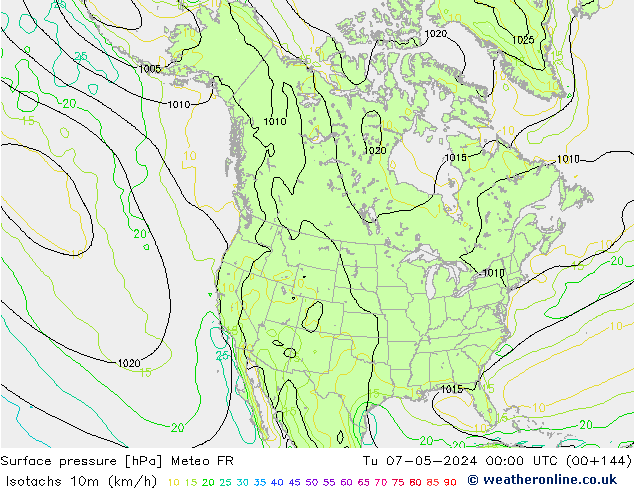 Isotachen (km/h) Meteo FR di 07.05.2024 00 UTC