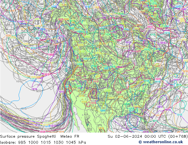 Bodendruck Spaghetti Meteo FR So 02.06.2024 00 UTC