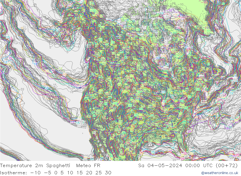 Temperatura 2m Spaghetti Meteo FR Sáb 04.05.2024 00 UTC