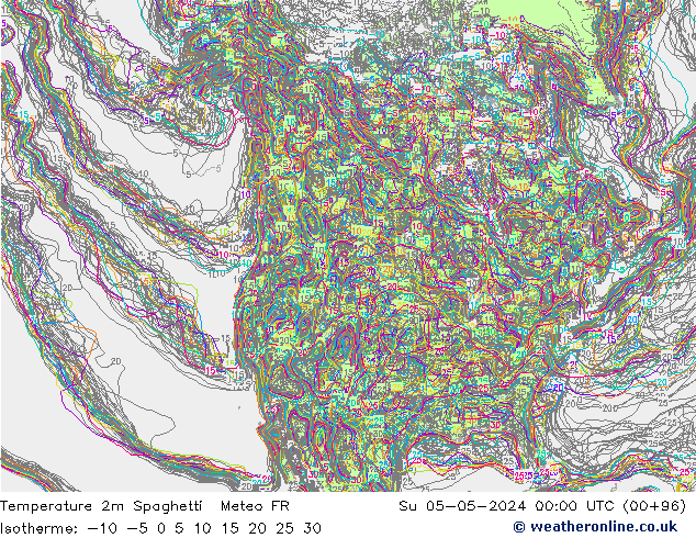 Temperature 2m Spaghetti Meteo FR Su 05.05.2024 00 UTC