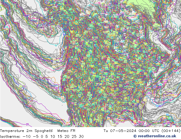 Temperatuurkaart Spaghetti Meteo FR di 07.05.2024 00 UTC