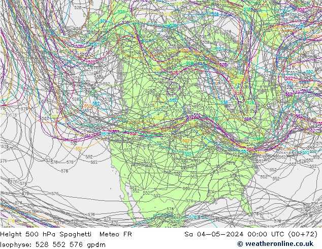 Height 500 hPa Spaghetti Meteo FR Sa 04.05.2024 00 UTC