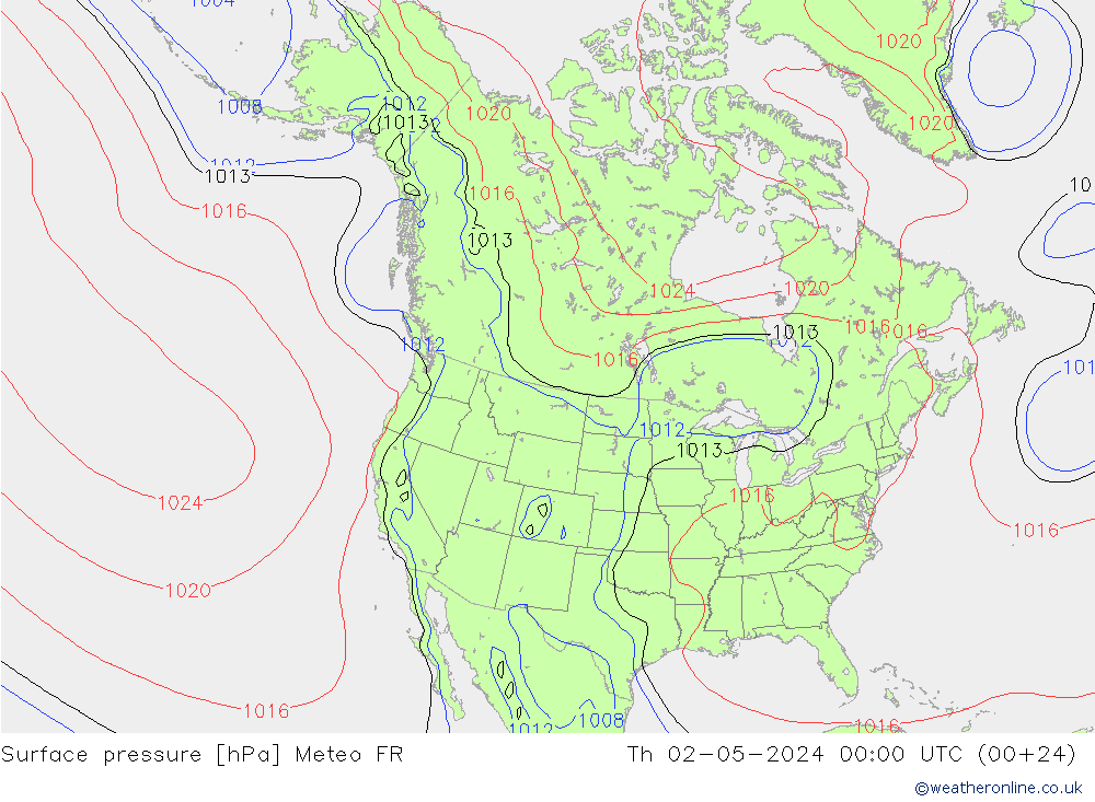 приземное давление Meteo FR чт 02.05.2024 00 UTC