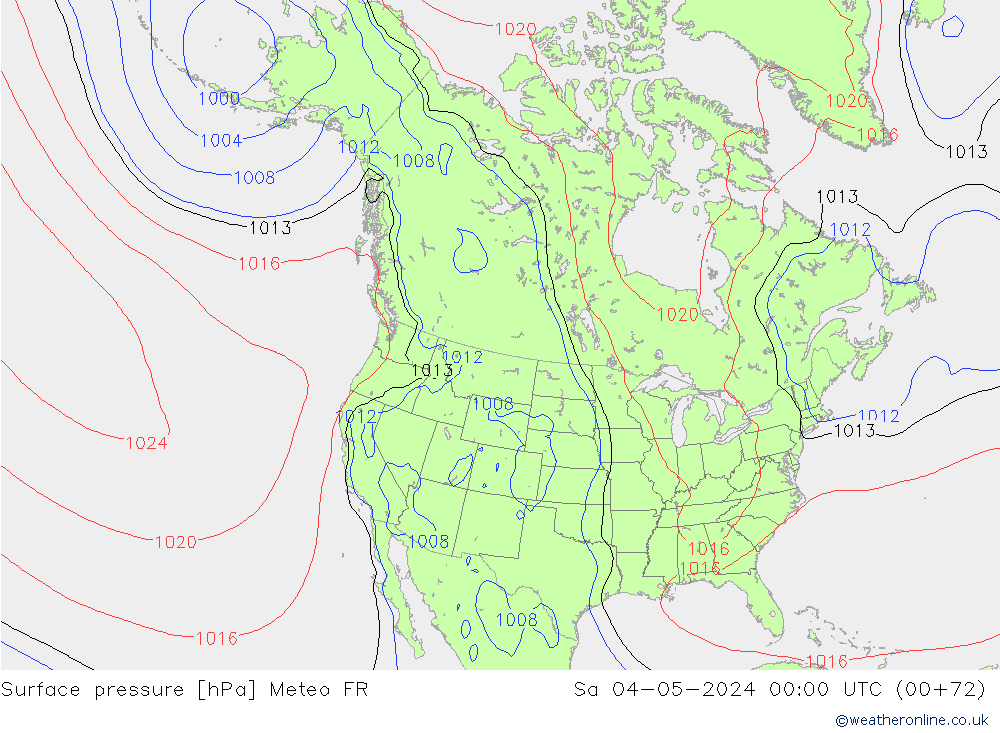 地面气压 Meteo FR 星期六 04.05.2024 00 UTC